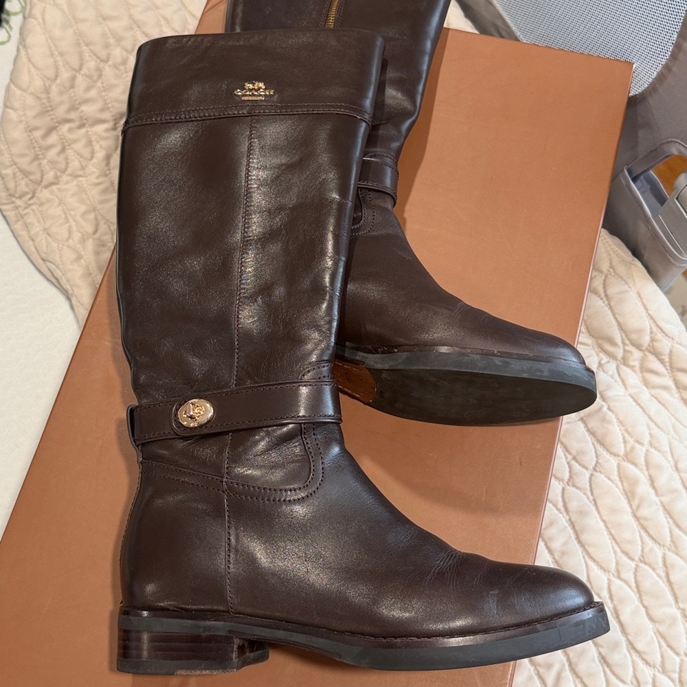 Coach Dark Brown Leather Tall Boots